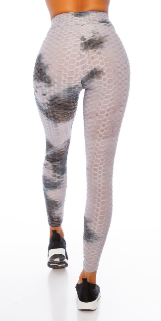 Trendy hoge taille leggings met watercolor-print grijs